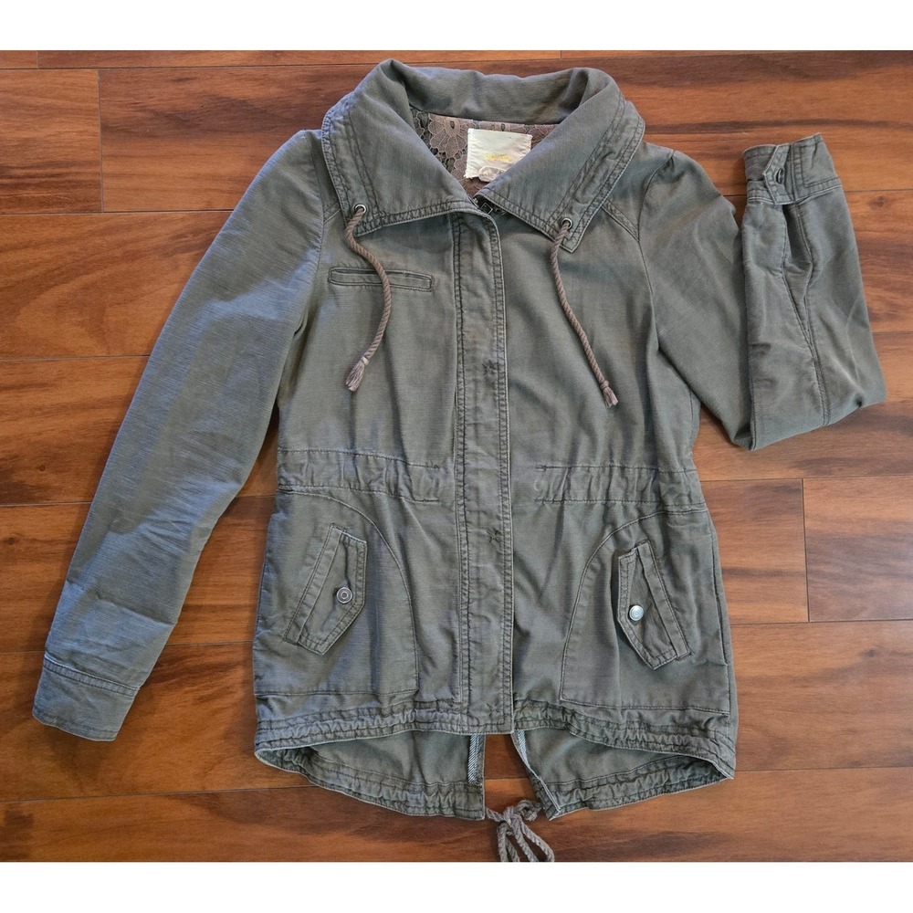 hei hei Anthropologie Ravenna Lace Back Anorak Utility Jacket Olive Green XS S